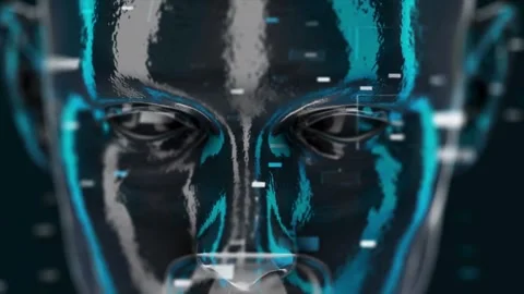 Extreme close up of digital humanoid face Stock Footage 267083480