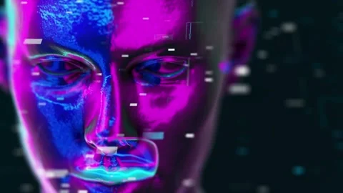 Extreme close up of digital humanoid face Stock Footage 267083484