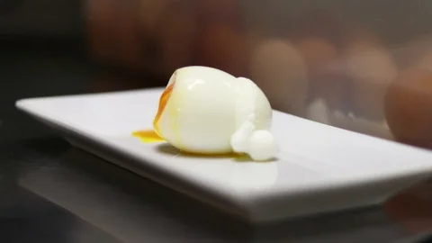 Extreme close up of an egg, ramen bar, Florence, Italy, HD Stock Footage 93100715