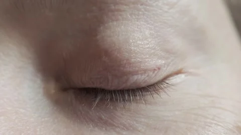An extreme close up on an eye slowly blinking and looking around. Stock Footage 343452404
