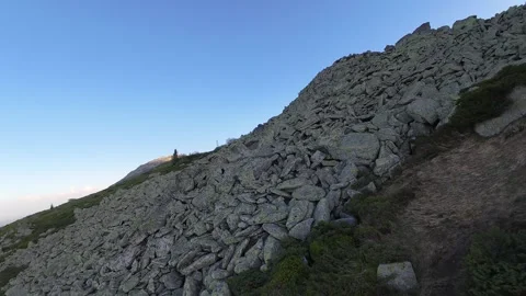 Extreme Close FPV Drone Flight Over Vitosha Mountain On Sunset. Sofia, Bulgaria Stock Footage 276960022