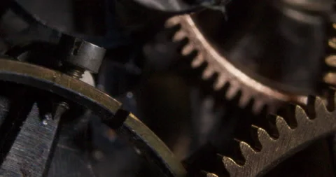 Extreme Close-up Of Gears Ticking Inside Antique Pocket Watch In Slow Motion Stock Footage 158866541