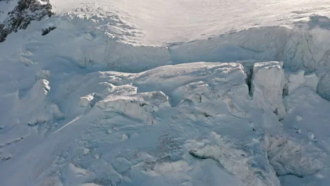 Extreme Close-Up of Glacier Seracs and Deep Crevasses in Zermatt, Swiss Alps Stock Footage 342569353