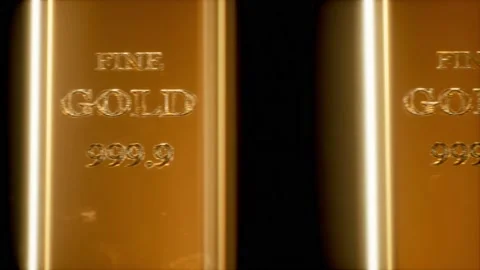 A Extreme close up of gold bars panning right Stock Footage 155303772