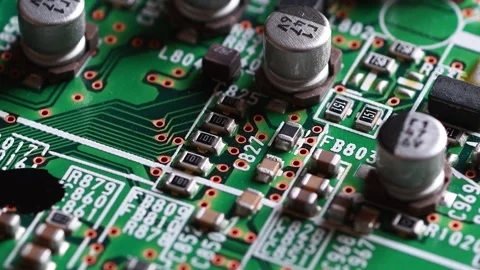 Extreme close up of green electronic board, with electronic components. Stock Footage 248753715