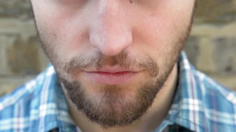 Extreme close up of guy vaping e cigarette Stock Footage 55152017