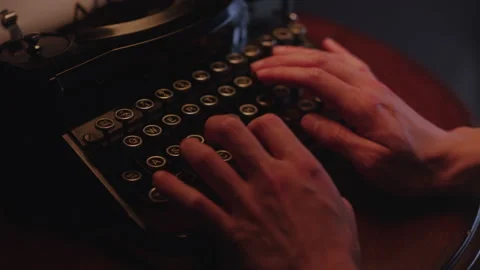 Extreme Close Up of Hand Typing on Typewriter Stock Footage 156539936