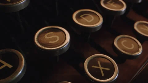 Extreme Close Up of Hand Typing on Typewriter Stock Footage 156586385