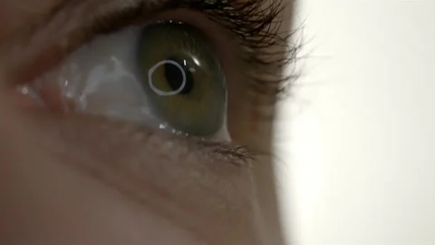 Extreme close up of a human eye with detailed iris and lashes scene Stock Footage 336435976