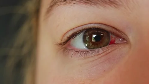 Extreme close-up of a human eye showing detailed iris and skin texture Stock Footage 340261006