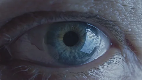 Extreme close-up of human eye. Watching concept. Watcher, observer. Blue iris Stock Footage 246194090
