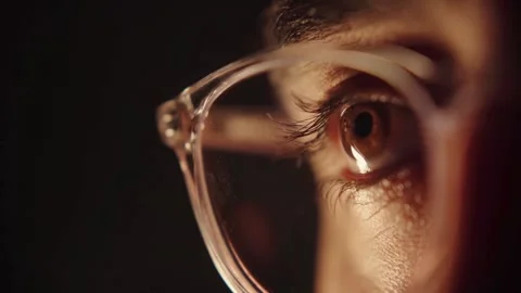 Extreme close up of human eye wearing stylish glasses Stock-Footage 333739657