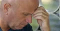 Extreme Close Up Image of One Sad and Hopelessness Homeless Man Looking Pensive 4k or 4k+ Resolution