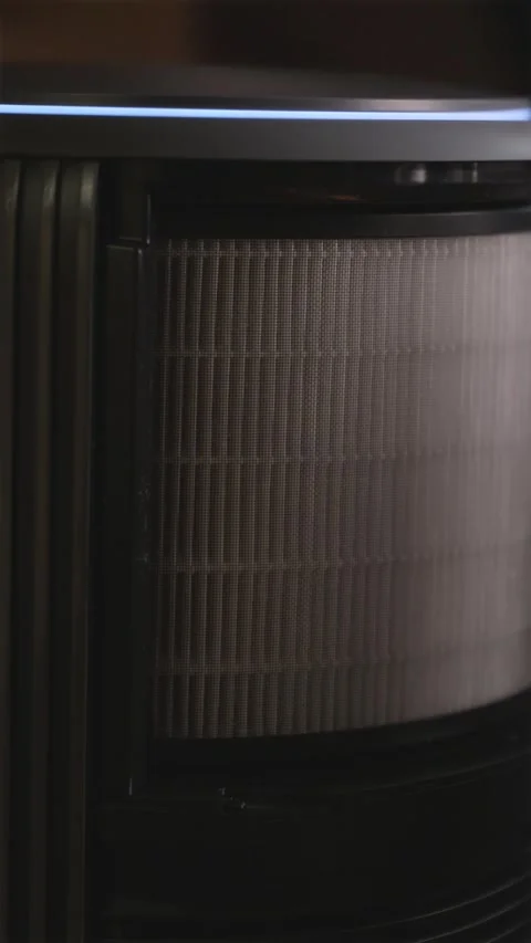 Extreme close up inserting clean paper HEPA filter vertical Stock-Footage 343872488