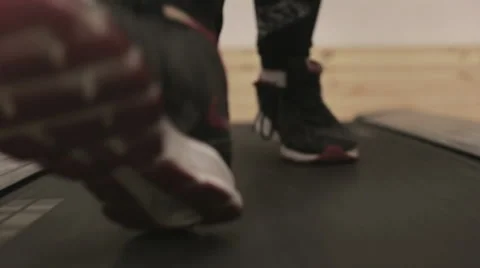 Extreme close up on legs on treadmill Stock Footage 63207016