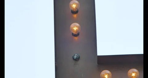 Extreme Close of of Light Bulb Los Angeles Sign Stock Footage 202229751