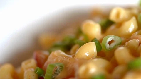 Extreme close up of a mac and cheeze Stock Footage 109403728