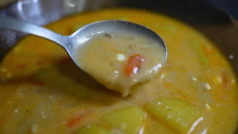 Extreme close-up macro shot of a silver spoon Stock Footage 329116905