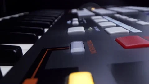 Extreme close up macro view of the faders and knobs during sound mixing process Stock Footage 150230312