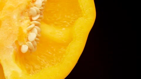 Extreme Close Up Macro Yellow Bell Pepper Texture Seeds And Flesh Stock Footage 325561399