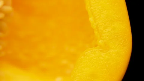 Extreme Close Up Macro Yellow Bell Pepper Texture Seeds And Flesh Stock Footage 325561540