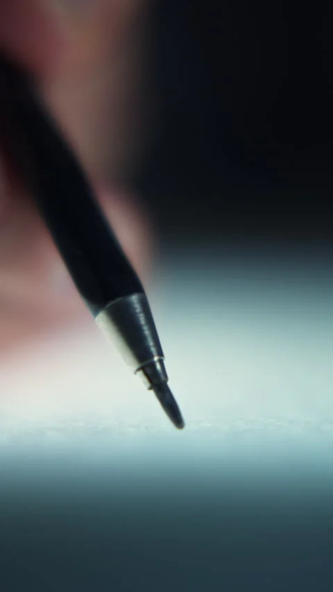 Extreme Close-Up of Man Drawing with Mechanical Pencil. Shallow Depth of Field Stock Footage 343757189