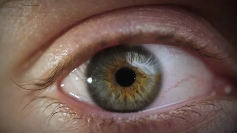 Extreme close up of Man opening eye. Beautiful blue green iris and retina. Stock Footage 142908577