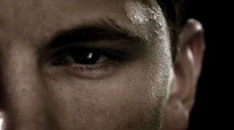 Extreme close up of man staring Stock Footage 33831041