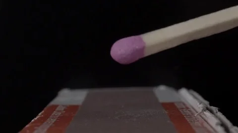 Extreme close up of a match being lit. Filmed in super slow motion. Macro lens. Stock Footage 75656584