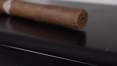 Extreme close up of a Montecristo No. 2 cigar. Stock Footage 78655700