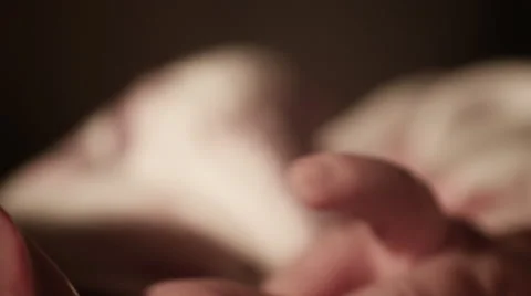 Extreme close up newborn crying with hands Stock Footage 43016642