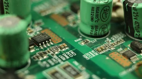 Extreme Close Up Pan Circuit Board Motion Control Manufacture Line Progress Stock Footage 8765675