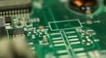 Extreme Close Up Pan Detail Electronic Hardware Board Printed Cells Connecting HD Footage