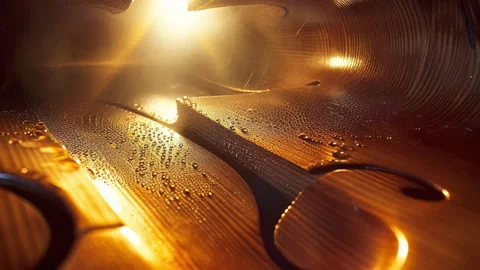 Extreme close-up of piano strings and golden details Video stock 316744108
