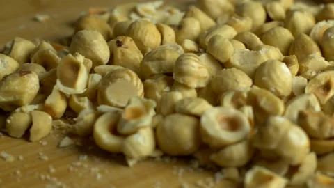 Extreme close up of pitted hazelnuts. Stock Footage 148325505