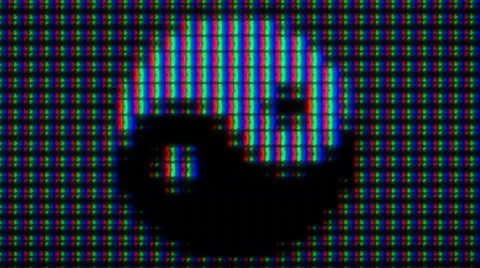 Extreme Close-up of Pixels of LCD IPS Monitor Matrix. Ying Yang Symbol. Stock Footage 66308693