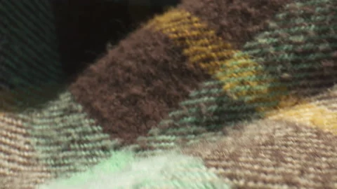 Extreme close up of a plaid patterned, flannel shirt. Stock Footage 134985754