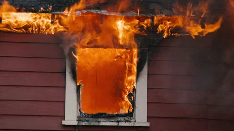 Extreme Close Up POV of a Structure Fire Stock Footage 201908640