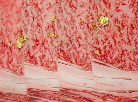 Extreme Close up of Raw A5 Beef Preparing for Cooking Foto stock