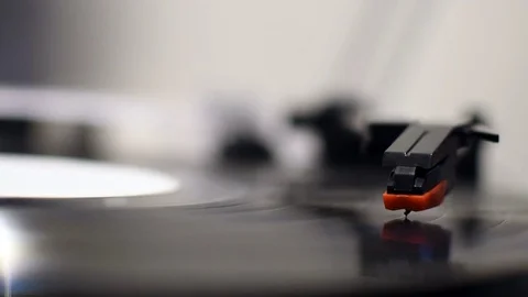 Extreme close up record stylus on a turntable Stock Footage 80153183