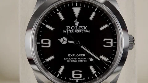 Extreme Close Up of a Rolex Oyster Perpetual Explorer Watch. Stock Footage 84189853