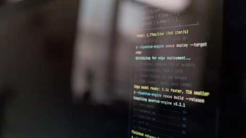 Extreme Close up of Screen Displaying Console Output Stock Footage 333205843