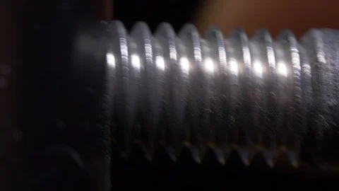 Extreme Close Up Of Screw Being Screwed Through Material. Construction Work Stock Footage 123065169