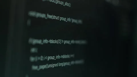 Extreme close up shot of hacking code running on computer system monitors Stock Footage 275764242