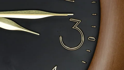 An Extreme Close-up Shot Of A Wall Clock With The Start Time Of 3.00 Am Or Pm, A Stock Footage 194554376