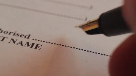 Extreme close-up signing documents, agreement, contract, macro Stock Footage 38385161