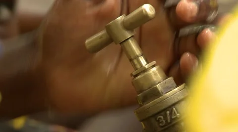 EXTREME CLOSE UP: STUDENT'S HANDS ON WATER FAUCET Stock Footage 60116173