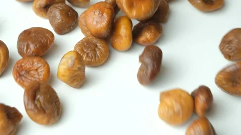 Extreme close up texture of sweet dried figs, vertical. Stock Footage 328850626
