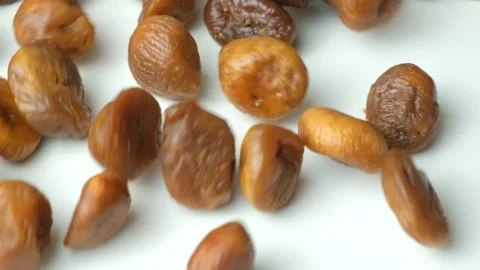 Extreme close up texture of sweet dried figs, vertical. Stock Footage 329415211