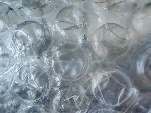 Extreme close-up of transparent bubble wrap texture Stock Photos